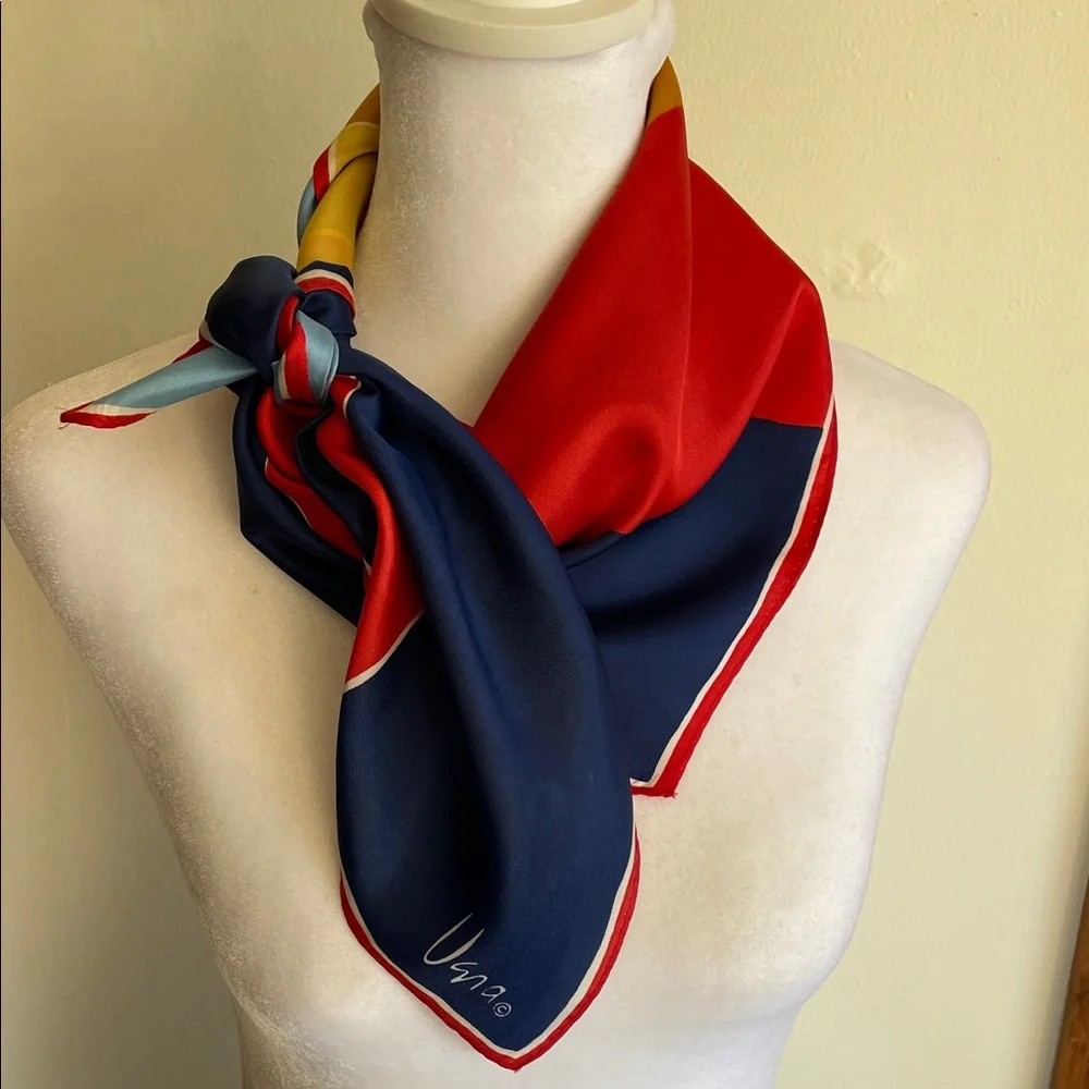 VERA NEUMANN Vintage Vibrant Colorblock Silky Square Scarf - Picture 5 of 16
